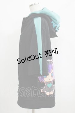画像2: NieR Clothing / ダブルフードZIPパーカー  黒×サックス H-25-07-01-047-PU-TO-KB-ZH