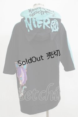 画像3: NieR Clothing / ダブルフードZIPパーカー  黒×サックス H-25-07-01-047-PU-TO-KB-ZH