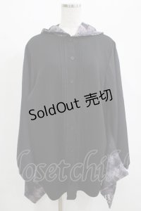 NieR Clothing / 着物風袖フードシャツ  黒 H-25-07-01-049-PU-BL-KB-ZH