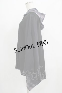 画像2: NieR Clothing / 着物風袖フードシャツ  黒 H-25-07-01-049-PU-BL-KB-ZH