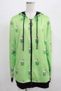 NieR Clothing / 総柄ZIPパーカー  ミントグリーン H-25-07-01-051-PU-TO-KB-ZH