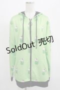 NieR Clothing / 総柄ZIPパーカー  ミントグリーン H-25-07-01-051-PU-TO-KB-ZH