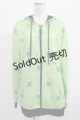 NieR Clothing / 総柄ZIPパーカー  ミントグリーン H-25-07-01-051-PU-TO-KB-ZH