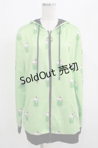 NieR Clothing / 総柄ZIPパーカー  ミントグリーン H-25-07-01-051-PU-TO-KB-ZH