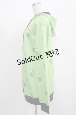 画像2: NieR Clothing / 総柄ZIPパーカー  ミントグリーン H-25-07-01-051-PU-TO-KB-ZH