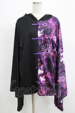 画像1: NieR Clothing / 着物風袖チャイナプルパーカー  黒 H-25-07-01-052-PU-TO-KB-ZH
