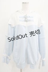 NieR Clothing / うさ耳付きSIDE LINE 2WAY ZIP OUTER  サックス H-25-07-01-053-PU-JA-KB-ZH