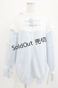 NieR Clothing / うさ耳付きSIDE LINE 2WAY ZIP OUTER  サックス H-25-07-01-053-PU-JA-KB-ZH