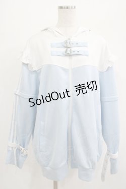 画像1: NieR Clothing / うさ耳付きSIDE LINE 2WAY ZIP OUTER  サックス H-25-07-01-053-PU-JA-KB-ZH