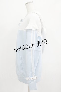 画像2: NieR Clothing / うさ耳付きSIDE LINE 2WAY ZIP OUTER  サックス H-25-07-01-053-PU-JA-KB-ZH