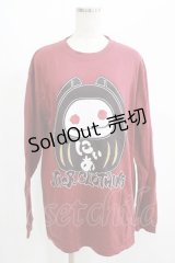 NieR Clothing / プリント長袖CUTSEW  エンジ H-25-07-01-055-PU-TO-KB-ZH