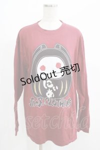 NieR Clothing / プリント長袖CUTSEW  エンジ H-25-07-01-055-PU-TO-KB-ZH