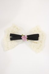 m petit by misako / リボンバレッタ  ブラック/アイボリー H-25-07-01-1011-LO-AC-YZ-ZH