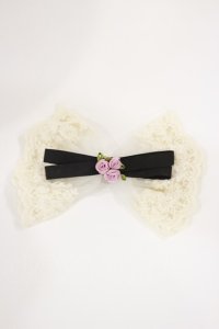 m petit by misako / リボンバレッタ  ブラック/アイボリー H-25-07-01-1011-LO-AC-YZ-ZH