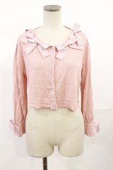 Maria pipi / Pearls & Ribbonsカーディガン FREE ピンク H-25-07-01-1032-EL-TO-YZ-ZH