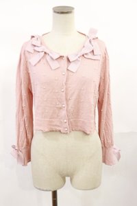 Maria pipi / Pearls & Ribbonsカーディガン FREE ピンク H-25-07-01-1032-EL-TO-YZ-ZH