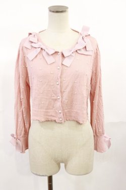 画像1: Maria pipi / Pearls & Ribbonsカーディガン FREE ピンク H-25-07-01-1032-EL-TO-YZ-ZH