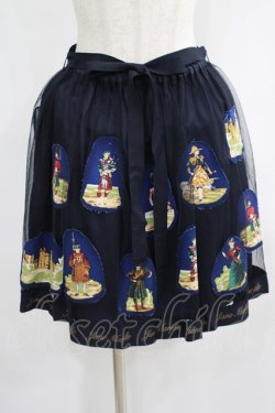 画像1: Jane Marple / Old Englandのデコパージュスカート  ネイビー H-25-07-01-009-JM-SK-KB-ZH