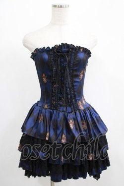 画像1: ATELIER PIERROT / "Diamond Circus"ミニコルセットワンピース  紺 H-25-07-01-010-EL-OP-KB-ZH