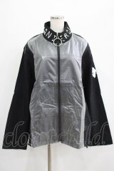 NieR Clothing / 切替リングZIPブルゾン  黒×シルバー H-25-07-01-011-PU-JA-KB-ZH