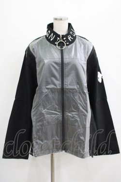 画像1: NieR Clothing / 切替リングZIPブルゾン  黒×シルバー H-25-07-01-011-PU-JA-KB-ZH