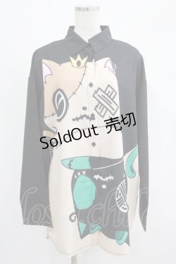 画像1: NieR Clothing / プリントLONG SHIRT  黒×ミケ×シエル H-25-07-01-012-PU-BL-KB-ZH
