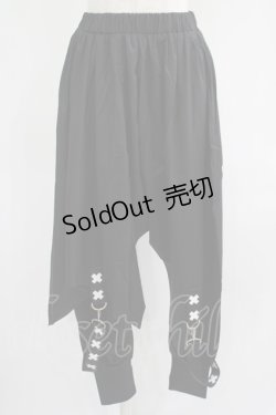 画像1: NieR Clothing / レイヤード風サルエルパンツ  黒 H-25-07-01-014-PU-PA-KB-ZH