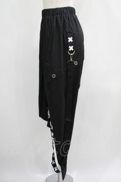 画像2: NieR Clothing / レイヤード風サルエルパンツ  黒 H-25-07-01-014-PU-PA-KB-ZH