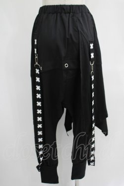 画像3: NieR Clothing / レイヤード風サルエルパンツ  黒 H-25-07-01-014-PU-PA-KB-ZH