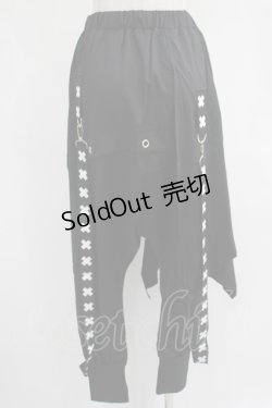 画像3: NieR Clothing / レイヤード風サルエルパンツ  黒 H-25-07-01-014-PU-PA-KB-ZH