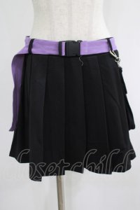 NieR Clothing / ウエストポーチ×ベルト×インパン付きCYBER DESIGN SKIRT  黒×紫 H-25-07-01-015-PU-SK-KB-ZH