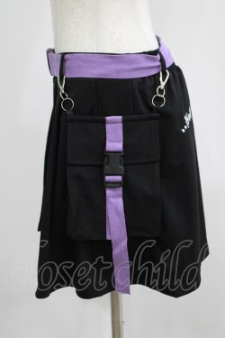 画像2: NieR Clothing / ウエストポーチ×ベルト×インパン付きCYBER DESIGN SKIRT  黒×紫 H-25-07-01-015-PU-SK-KB-ZH