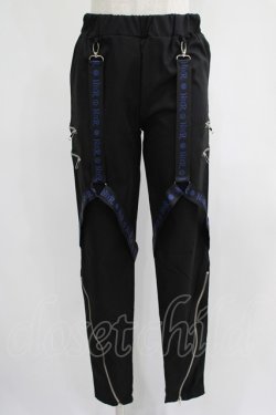 画像1: NieR Clothing / ガーターハーネス風パンツ  黒 H-25-07-01-016-PU-PA-KB-ZH