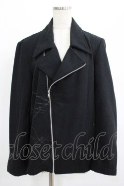 画像1: h.ANARCHY / ライダースカラーコート  黒 H-25-07-02-1027-HN-CO-KB-ZH
