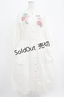 画像1: Jane Marple Dans Le Salon / ローズエンブロイダリーワンピース M オフ H-25-07-02-1004-JM-OP-KB-ZH