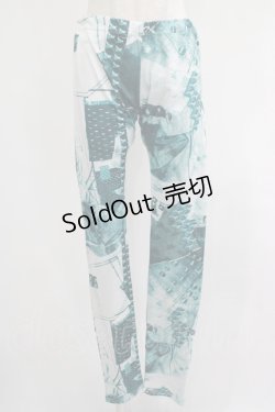 画像1: MINT NeKO / プリントレギンス  グリーン H-25-07-02-1031-HN-PA-KB-ZH