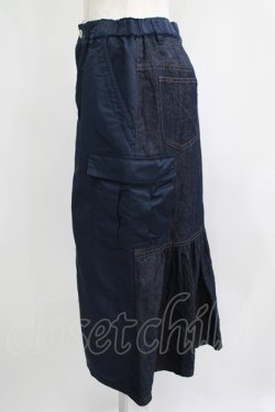 画像2: Jane Marple Dans Le Salon / Denim＆nylon twill flight skirt  indigo×navy H-25-07-02-1049-JM-SK-KB-ZH