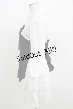 画像2: MARBLE / レースネクタイ付コルセット風姫袖ブラウス  白×黒 H-25-07-02-1055-GO-BL-KB-ZH