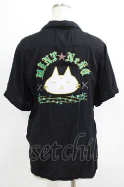 画像3: MINT NeKO / ネコ刺繍半袖シャツ  黒 H-25-07-02-1057-HN-BL-KB-ZH