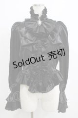 MARBLE / ビジュー付きリボンタイフリルブラウス  ブラック H-25-07-02-1058-GO-BL-KB-ZH