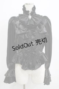 MARBLE / ビジュー付きリボンタイフリルブラウス  ブラック H-25-07-02-1058-GO-BL-KB-ZH
