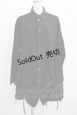 画像1: MINT NeKO / ギャザーロングシャツ  黒 H-25-07-02-1070-HN-BL-KB-ZH
