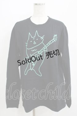 画像1: MINT NeKO / 吾輩とギターロンT  黒×ミント H-25-07-02-1071-HN-TO-KB-ZH