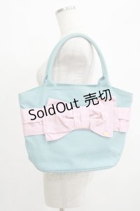 Leur Getter / シャンタンリボン付きバッグ  サックス H-25-07-02-1075-LU-BG-KB-ZH
