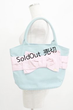 画像1: Leur Getter / シャンタンリボン付きバッグ  サックス H-25-07-02-1075-LU-BG-KB-ZH