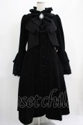 MARBLE / 豪華カメオタイ付き貴婦人ロングコート  別珍黒×黒 H-25-07-02-1008-GO-CO-KB-ZH