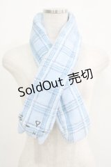 MINT NeKO / モコモコネコマフラー  サックスチェック H-25-07-02-1080-HN-ZA-KB-ZH