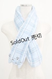 MINT NeKO / モコモコネコマフラー  サックスチェック H-25-07-02-1080-HN-ZA-KB-ZH