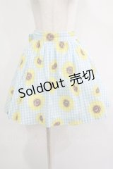 MILK / Summerフラワースカート  サックスギンガム×ヒマワリ H-25-07-02-1018-ML-SK-KB-ZH