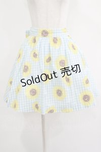 MILK / Summerフラワースカート  サックスギンガム×ヒマワリ H-25-07-02-1018-ML-SK-KB-ZH